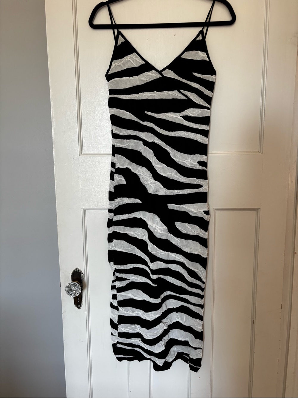 Zara Black & White Zebra Slip Midi Dress
